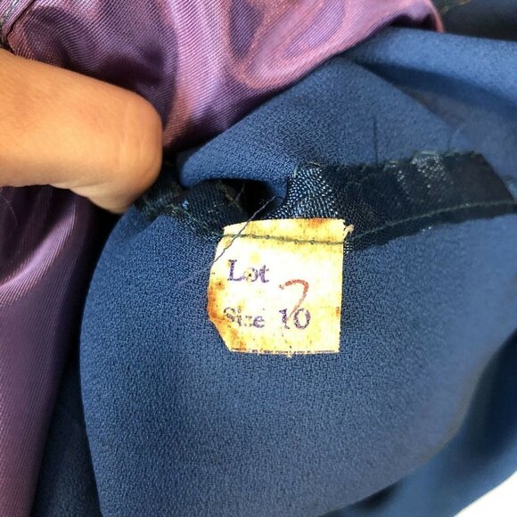 Vtg Mid Century Topaz Original Blue Crepe Dress Silk Rosettes Small 1950s/60s - Picture 8 of 9